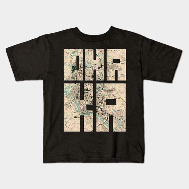 Dhaka, China City Map Typography - Vintage Kids T-Shirt by deMAP Studio